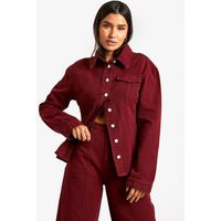 Womens Tall Cherry Wash Fitted Waist Denim Shirt - Red - 6, Red | Boohoo.com (UK & IE)