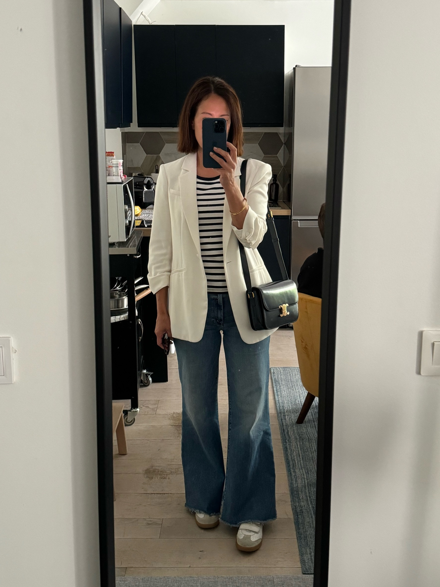 Paris Outfit
Cinq a sept Blazer/wearing a size 6
Gap Tank/wearing a medium 
Mother Denim/TTS
Isabel Marant Sneakers

#LTKStyleTip #LTKItBag #LTKOver40