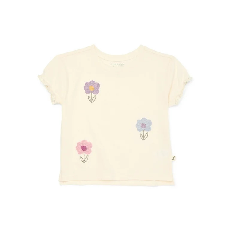 easy-peasy Toddler Girl Short Sleeve Lace Hem T-Shirt, Sizes 18M-5T | Walmart (US)