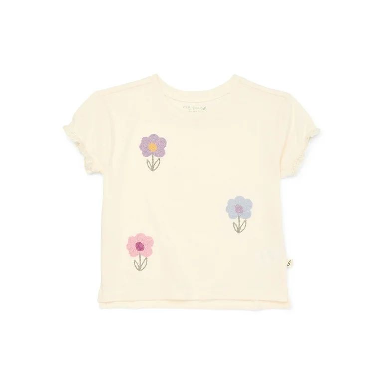 easy-peasy Toddler Girl Short Sleeve Lace Hem T-Shirt, Sizes 18M-5T | Walmart (US)