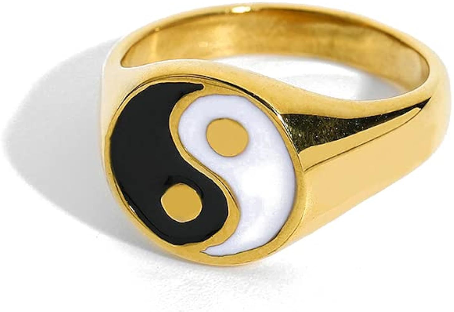 Yin and Yang Band Ring for Women Men Couples Hypoallergenic Stainless Steel 18K Gold Plated Tai C... | Amazon (US)