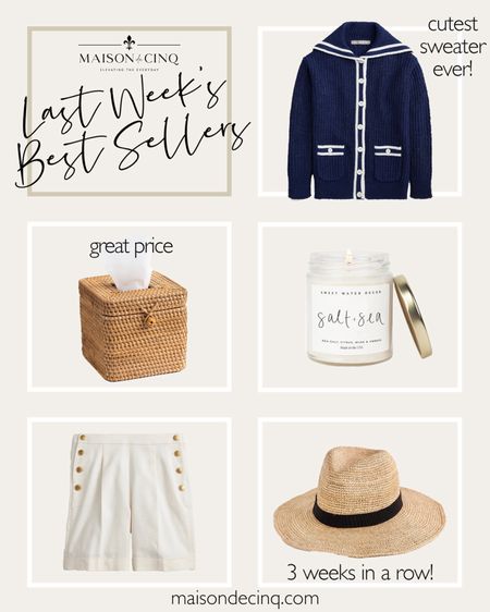 Last week’s best sellers include the cutest summer sweater, my fave packable hat (on sale!), yummy summer candle for less, and more!

#homedecor #summerdecor #summeroutfit #bathroomdecor #shorts 

#LTKHome #LTKSeasonal #LTKFindsUnder50