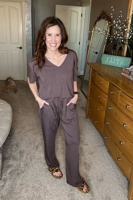 Super comfy jammies with the perfect stretch. These are so comfy and perfect material for no wrinkle! 
I did a size medium however thinking these run a bit bigger so when I get more I will
Definitely be getting small

You could even dress these up and wear them out. Such a cute set  perfect for every Crazy Busy Mama!
 

#LTKfindsunder50 #LTKover40 #LTKhome
