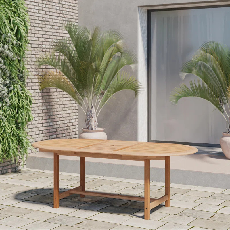 Rafael 78.75'' Extendable Teak Outdoor Dining Table | AllModern