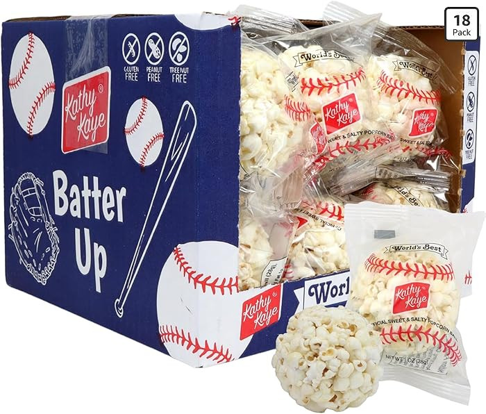 Kathy Kaye Baseball Sweet & Salty 1 oz. Popcorn Balls | Delicious, Crunchy, & Perfect for Team Sn... | Amazon (US)