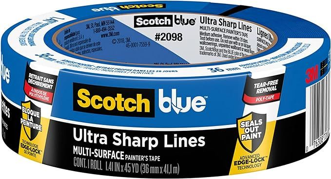 ScotchBlue Ultra Sharp Lines Multi-Surface Painter's Tape, 1.41 inches x 45 yards, 2098, 1 Roll | Amazon (US)