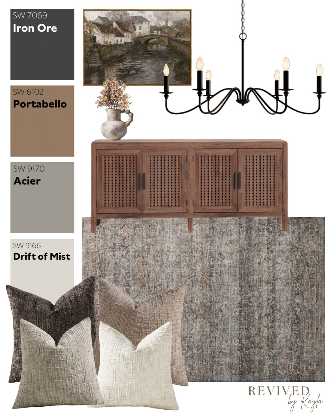 Black, brown, and grey neutral room design mood board 🖤🤎🩶 Love this tv console and pillows for a living room 

#homedecor #home #decor #cozy #modern #neutral #homeinspo #livingroom #bedroom #moodboard #paintcolors #homedesign #homedecorideas #livingroommakeover 

#LTKHome #LTKFindsUnder100 #LTKFindsUnder50