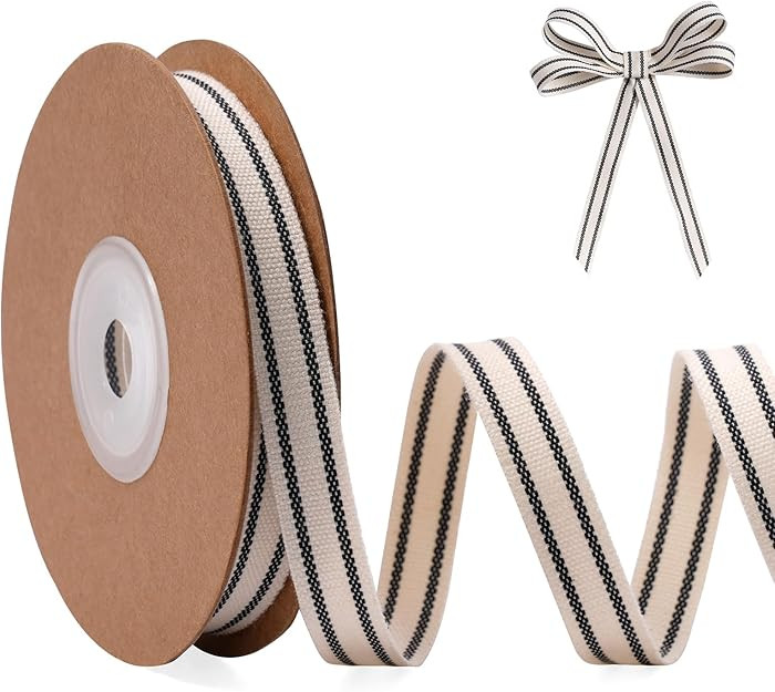 Cute Stripe Ribbon for Gift Cake Present Wrapping Craft DIY, Fun Ribbon with Black Stripes, 3/8 I... | Amazon (US)