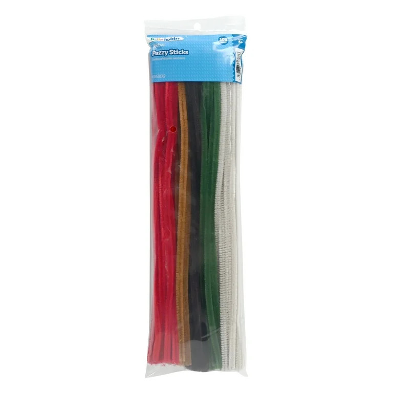 Hello Hobby Fuzzy Sticks, 100 Count, Natural Multicolor Chenille Stems for Kids Crafts and DIY Pr... | Walmart (US)