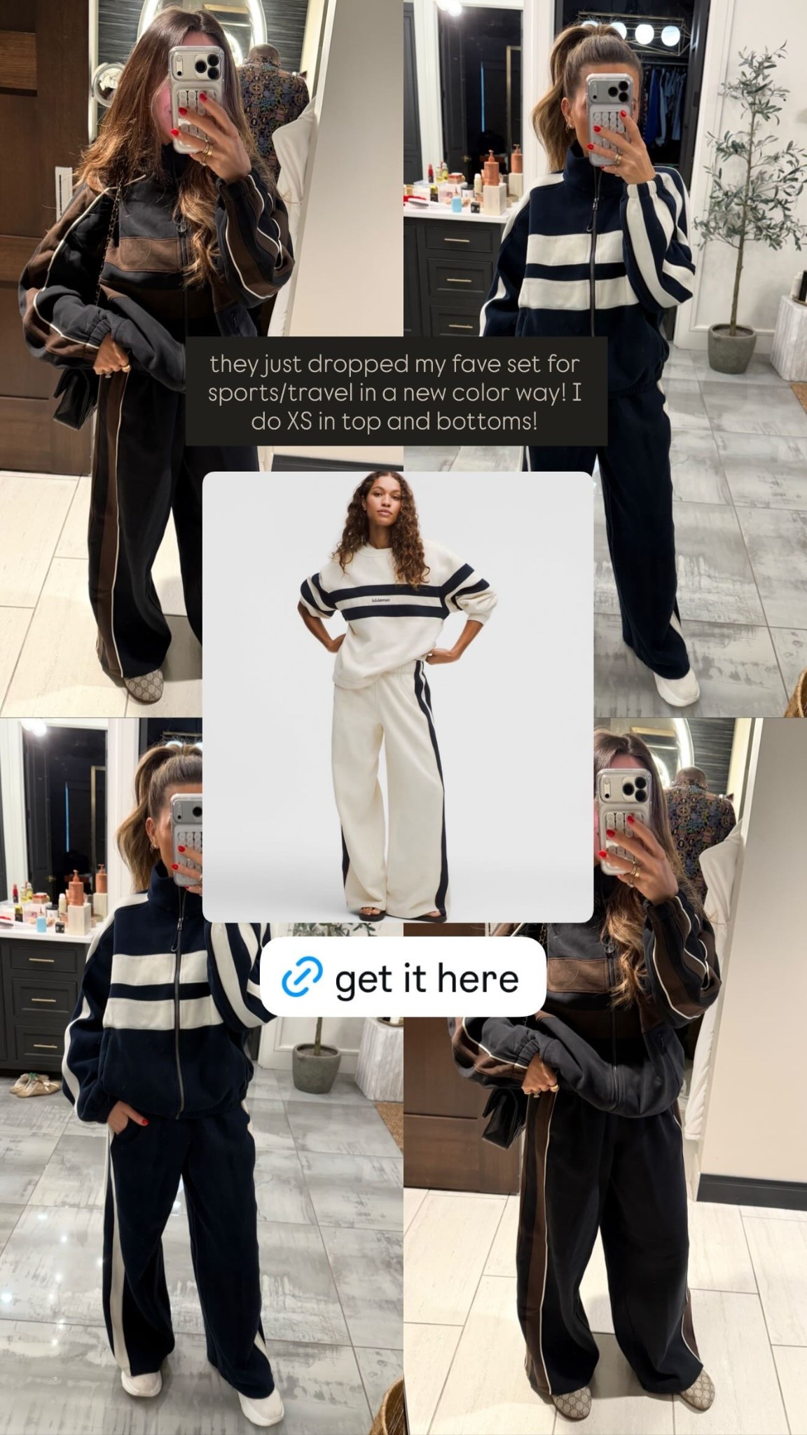 they just dropped my fave set for sports/travel in a new color way! I do XS in top and bottoms!