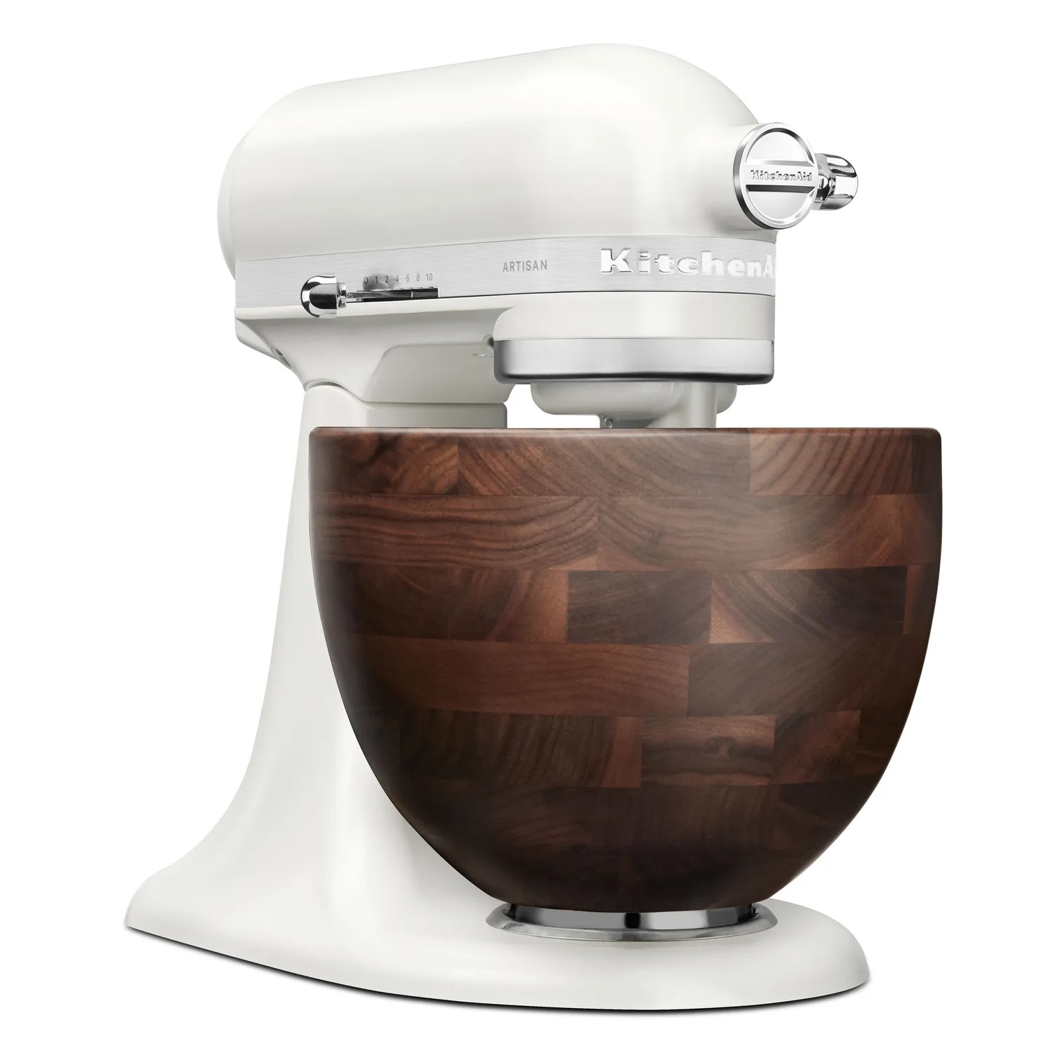 KitchenAid® Artisan Tilt-Head Stand Mixer with Walnut Wood Bowl | Sur La Table