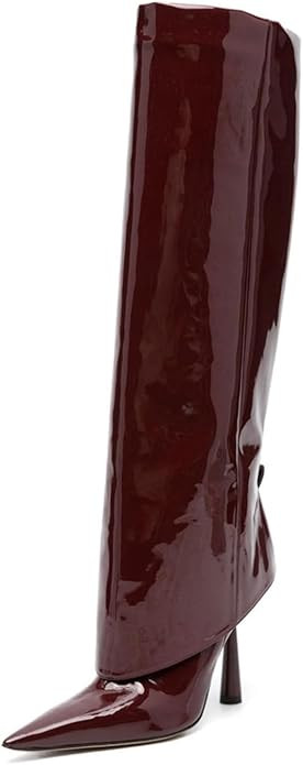 Goolita Fold Over Boots For Women, Pointed Toe Stiletto Heel Knee High Boots Fashion Comfortable ... | Amazon (US)