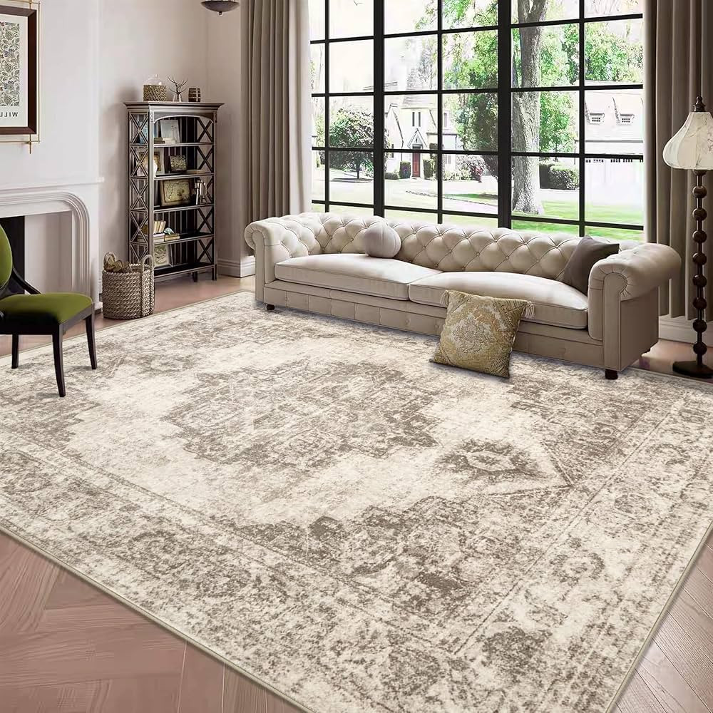 Area Rug 6x9 Vintage Rugs: Washable Indoor Medallion Rug Low Pile Distressed Floor Carpet Retro A... | Amazon (US)