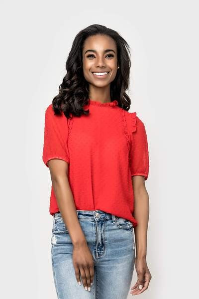 Blouson Sleeve Pin Dot Blouse | Gibson