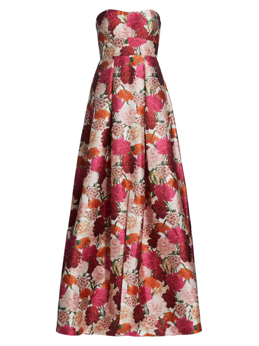 Giovanna Floral Jacquard Fit & Flare Gown | Saks Fifth Avenue