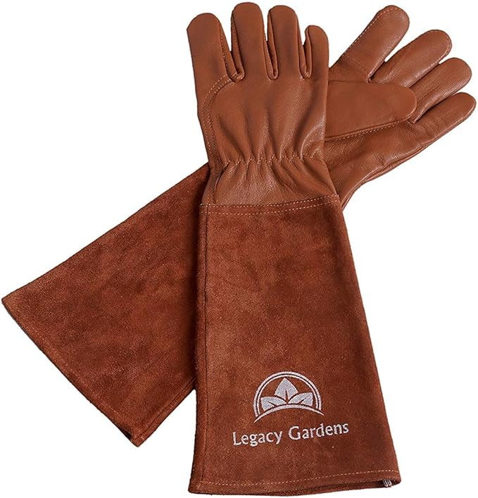 Leather Gardening Gloves for Women & Men, Long Garden Gloves, Cowhide Gauntlet Rose Pruning Thorn... | Amazon (US)