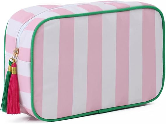 Makeup Bag Travel Cosmetic Bag Organizer Tassel Toiletry Bag Large Canvas Zipper Pouch Mahjong Ti... | Amazon (US)