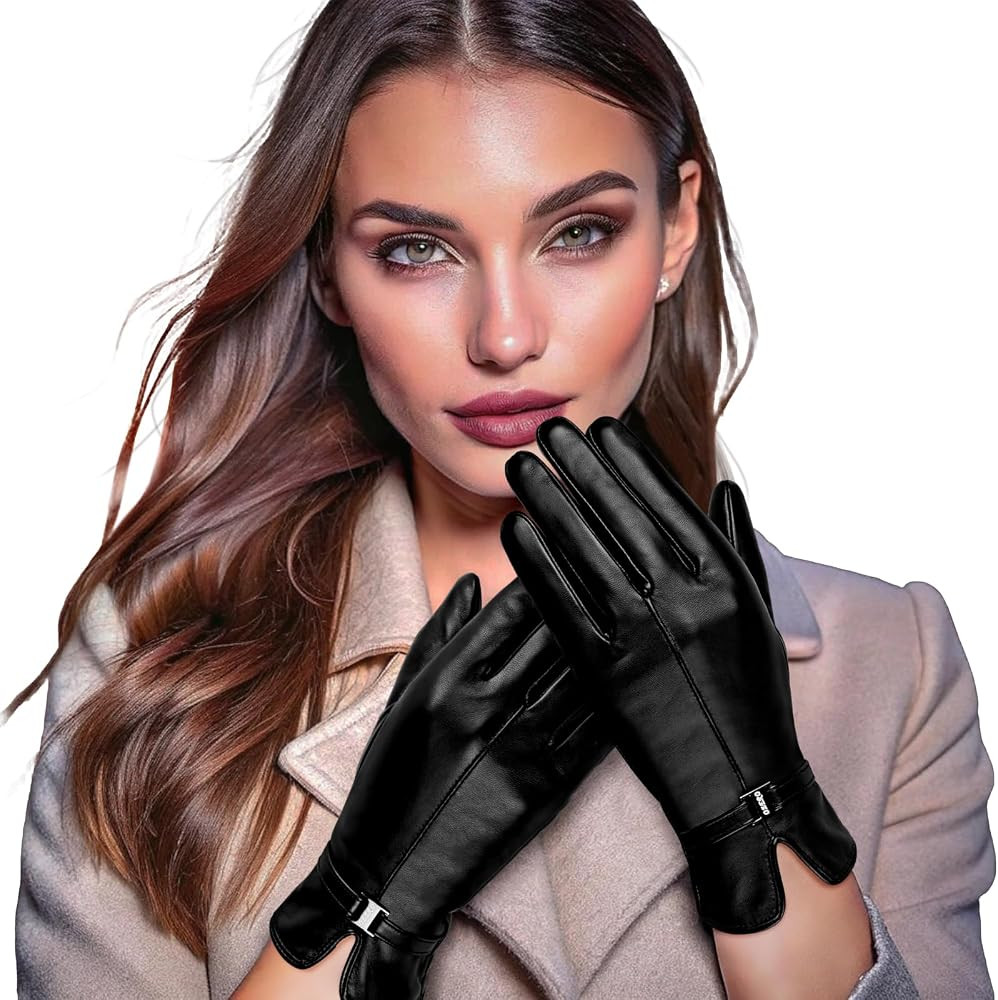 OZERO Leather Womens Gloves Winter, Sheepskin Wool Warm Womens Gloves with Touchscreen Fingers fo... | Amazon (US)