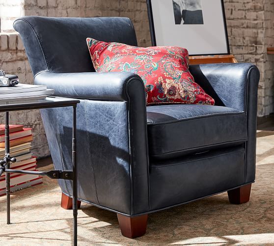Irving Roll Arm Leather Armchair | Pottery Barn (US)