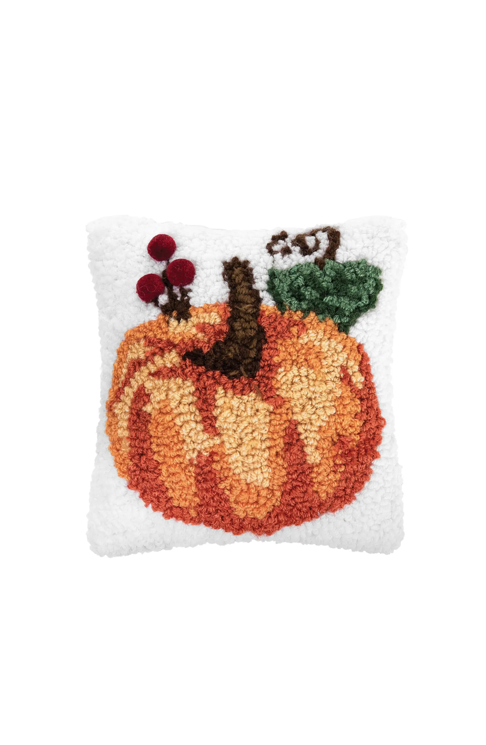 Pumpkin Leaf Hooked Fall Mini Accent Pillow 8" x 8" | Nordstrom