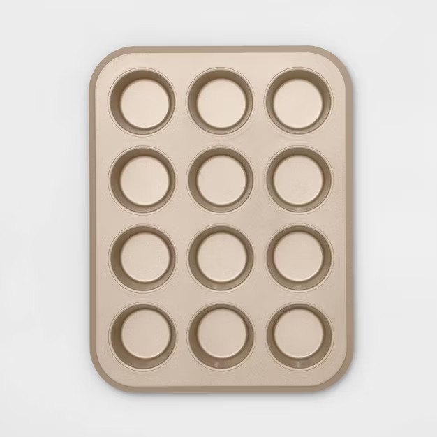 12 Cup Muffin Pan Gold Warp Resistant Textured Steel - Made By Design™ | Target