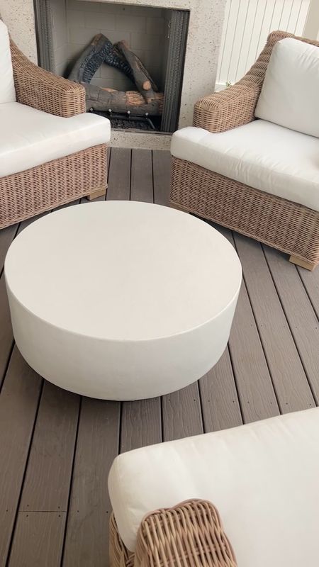 Target indoor outdoor coffee table. I have the matching side tables in my living room. You can layer the two tables together as well.  These patio chairs are a splurge but so gorgeous. 

#LTKVideo #LTKHome #LTKStyleTip