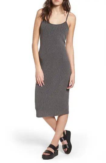 Women's Bp. Rib Knit Midi Dress, Size XX-Small - Grey | Nordstrom