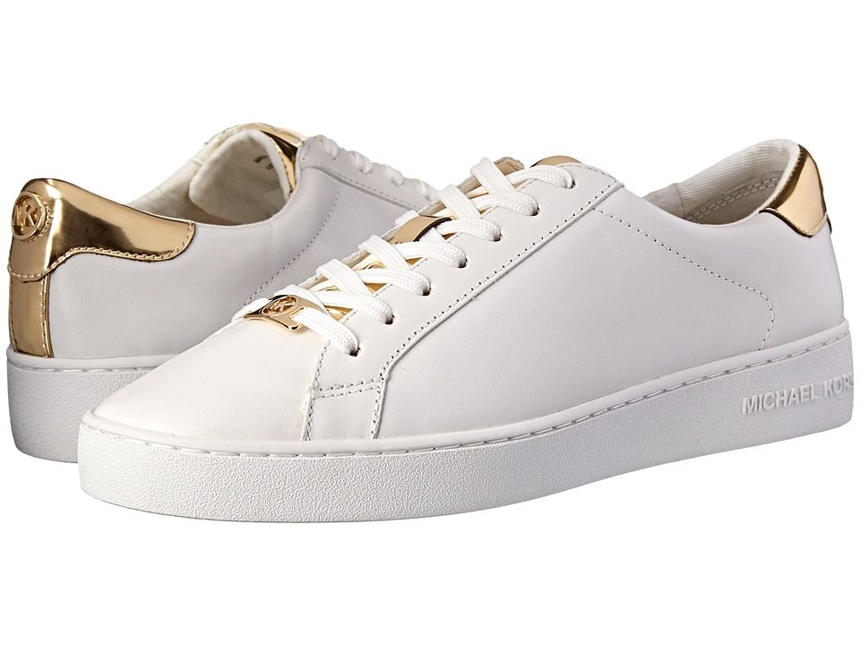 MICHAEL Michael Kors - Irving Lace Up (Optic/Gold Vachetta/Mirror Metallic) Women's Lace up casual Shoes | Zappos