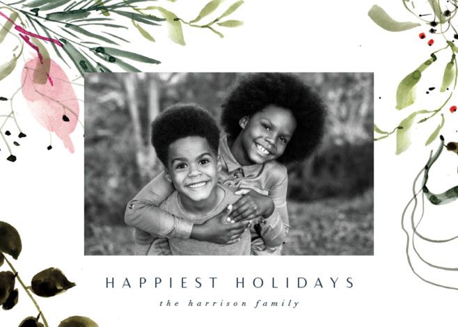 "Botanica" - Customizable Holiday Photo Cards in Pink by Eve Schultz. | Minted