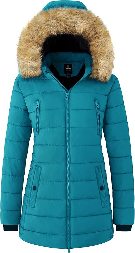 wantdo Women's Warm Winter Coat Heavy Puffer Jacket Parka with Fur Trimmed Hood | Amazon (US)