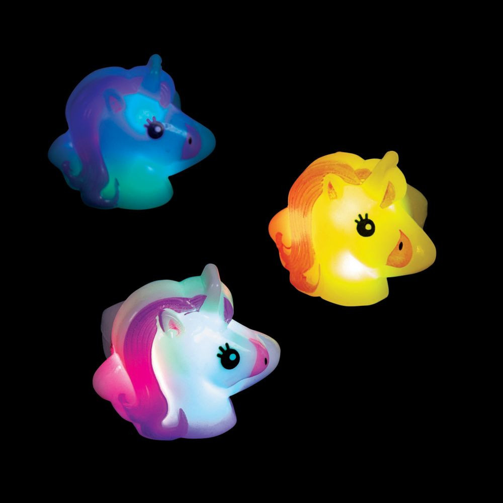 12 Pc 2"" Unicorn Light-Up Rings - Less Than Perfect | Oriental Trading Company