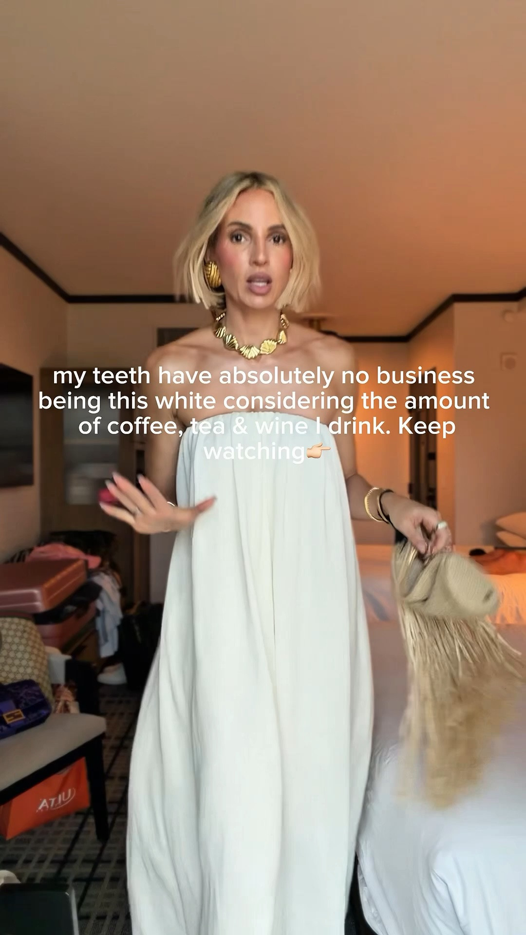 It’s these whitening trays that I linked below. Strongest thing I’ve ever used besides in office bleaching treatments. ￼

#LTKBeauty #LTKOver40 #LTKootd