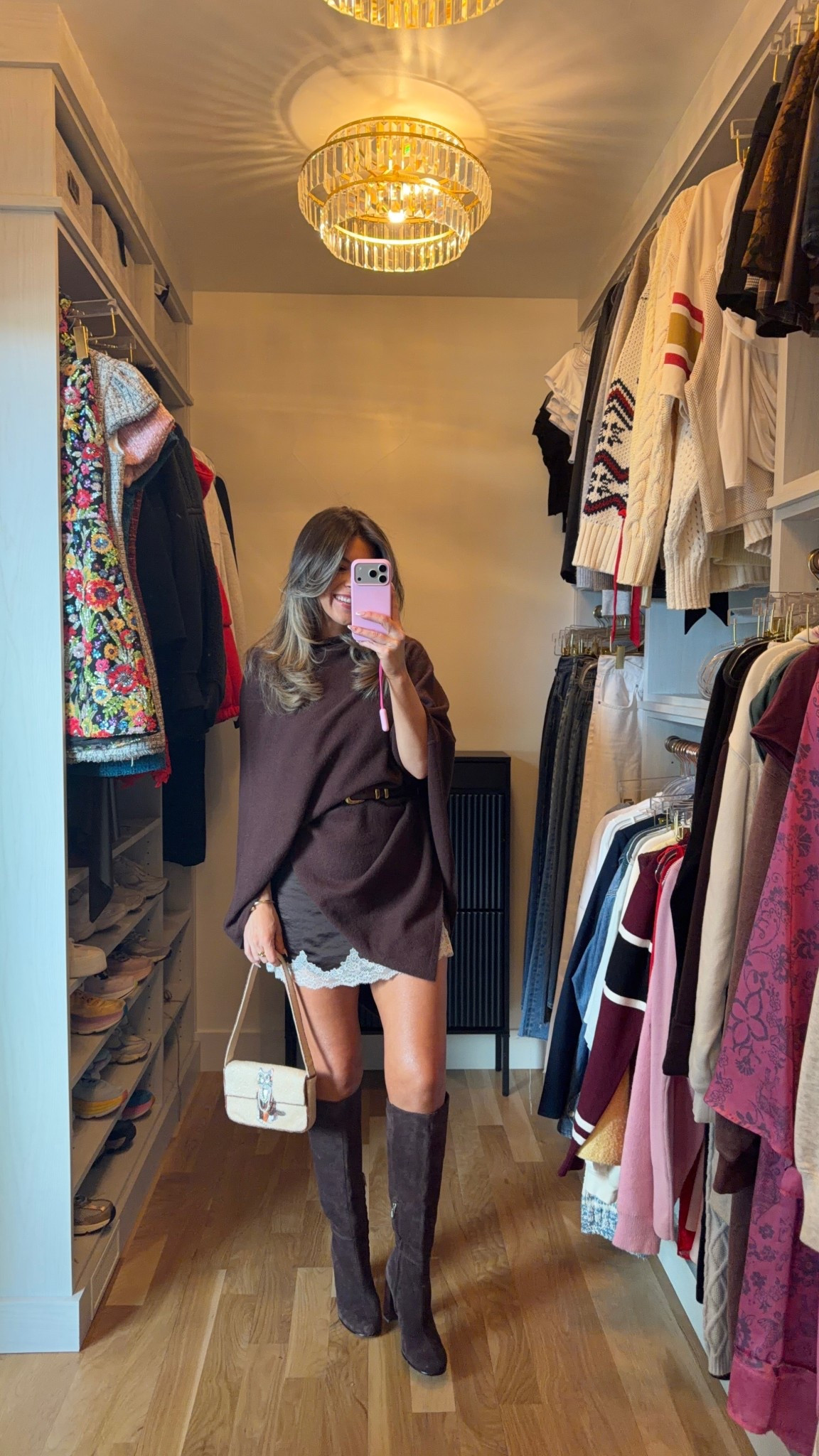 Brown satin lace detail skort styled with brown poncho and boots

Electric picks code: Emerson20

Wearing xs skirt small top

Date night
Skort look
Everyday
Workwear
Poncho
Slip skirt
Boots 


#LTKootd #LTKgrwm #LTKSeasonal