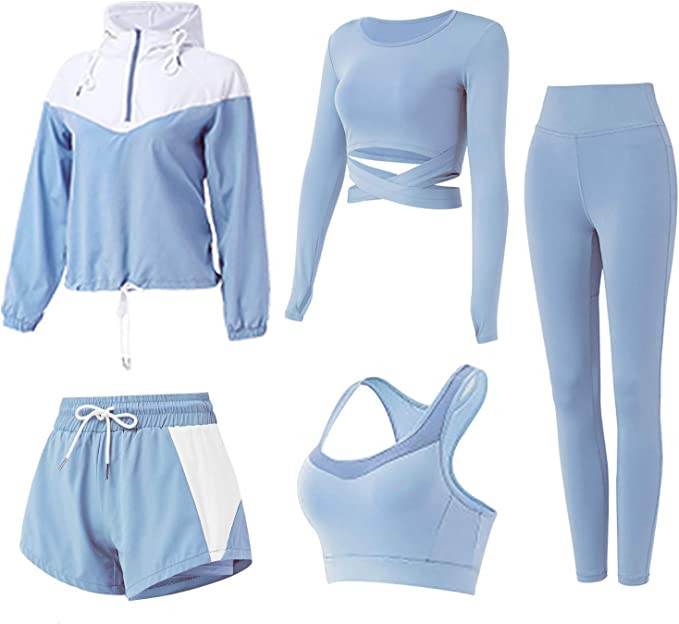 Amazon.com: Inmarces Workout Sets for Women 5 PCS Yoga Outfits Activewear Tracksuit Sets : Clothi... | Amazon (US)