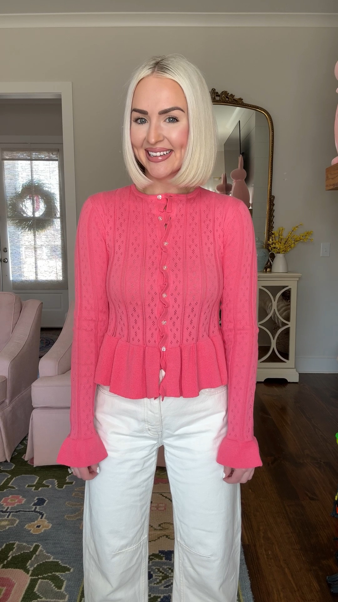 Walmart spring fashion / affordable spring fashion
Size: XS in everything (size up in the coral cardigan if between sizes) 
Jeans are 23 petite, run big 

#LTKPetite #LTKValentine