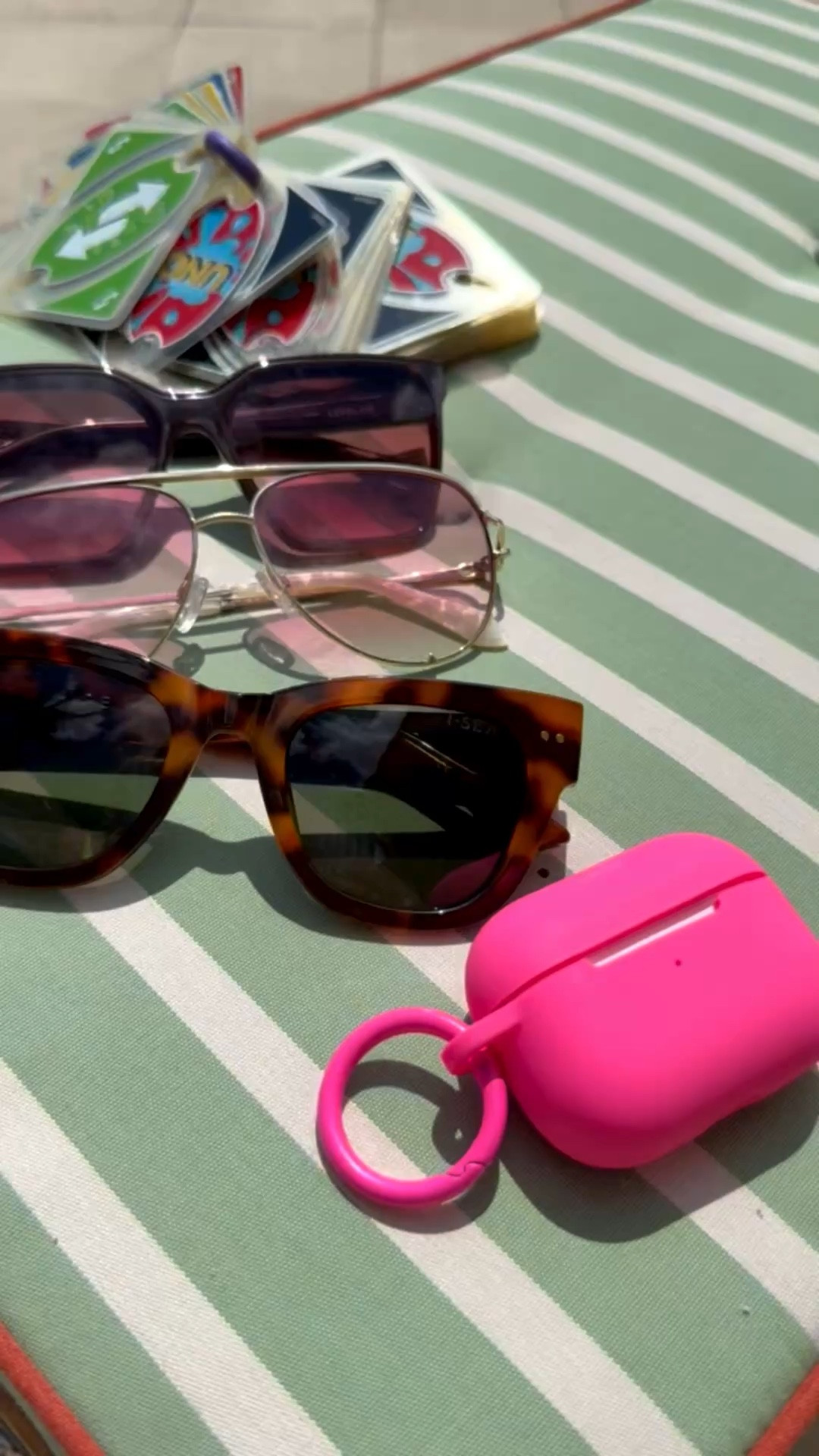 Today’s lineup….sunnies, waterproof Uno and air pods. All necessities when traveling with kids! 

#LTKKids #LTKdayinmylife #LTKmomlife