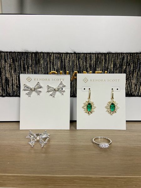 New jewelry pieces from Kendra Scott💚 The bow earrings, bow cocktail ring, and green pendant earrings were all 2 for $70 or $35 each. I got the silver crystal ring 50% off for my birthday month 🥳

Holiday earrings 
Statement earrings 
Cocktail ring 
Green earrings 
Gifts for her

#LTKfindsunder50 #LTKsalealert #LTKHoliday