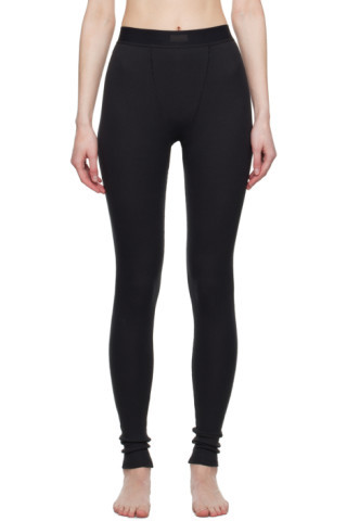 SKIMS - Black Cotton Rib Leggings | SSENSE