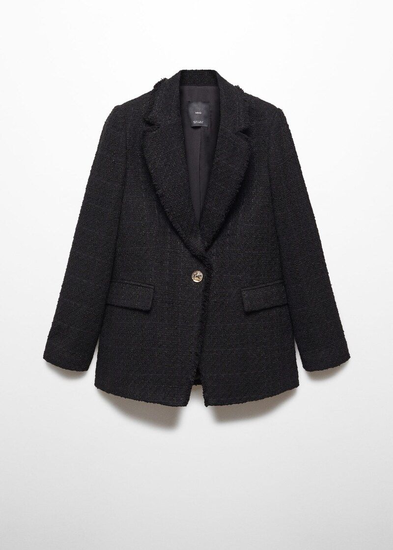Tweed blazer with jewel button | MANGO (UK)