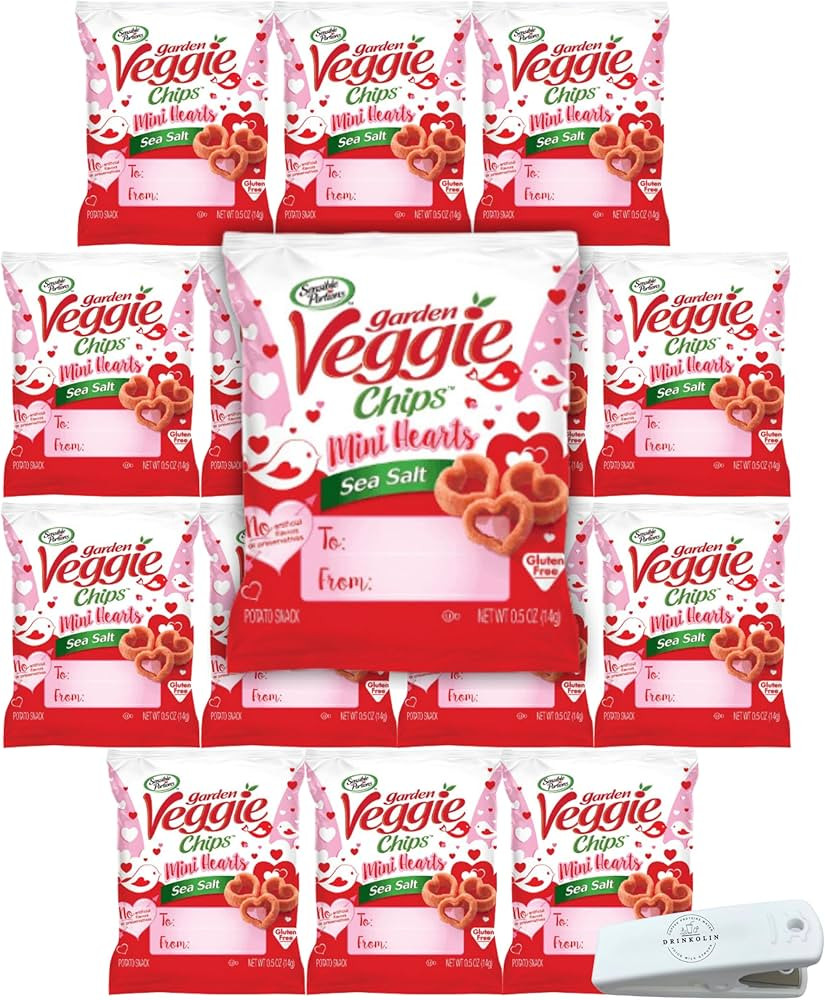 Sensible Portions Garden Veggie Snacks Mini Hearts Sea Salt Veggie Chips, Valentine's Day, Pack o... | Amazon (US)