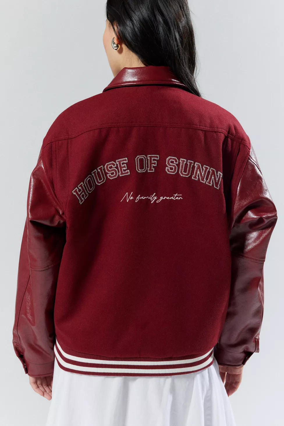 House Of Sunny Free Falling Faux Leather Varsity Jacket | Urban Outfitters (US and RoW)