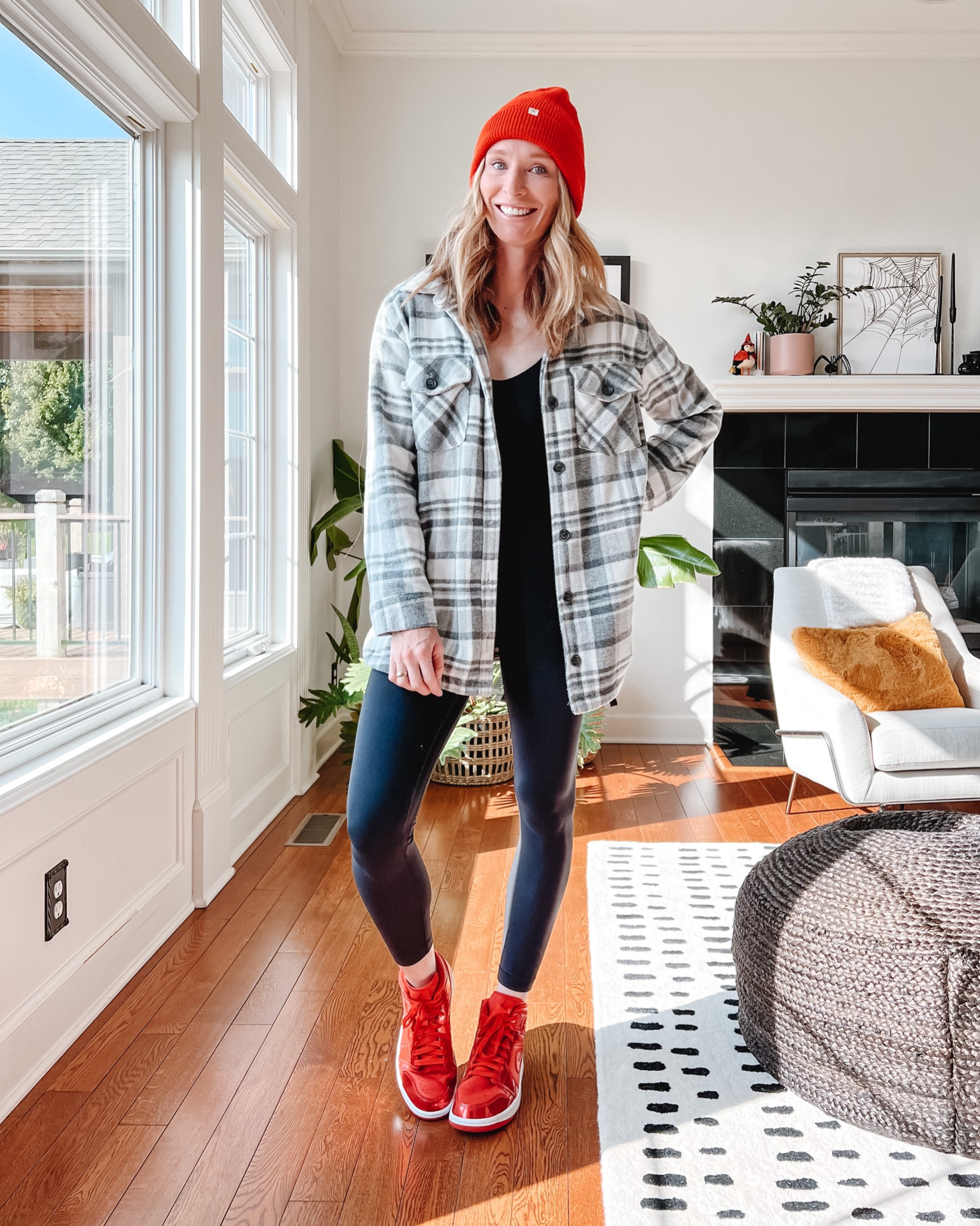 shacket + bodysuit + beanie + sneakers

#LTKstyletip #LTKshoecrush