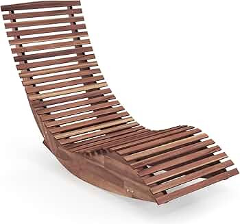 Giantex Outdoor Chaise Lounge Chair, Acacia Wood Patio Lounger with Slatted Design, Rocking Chair... | Amazon (US)