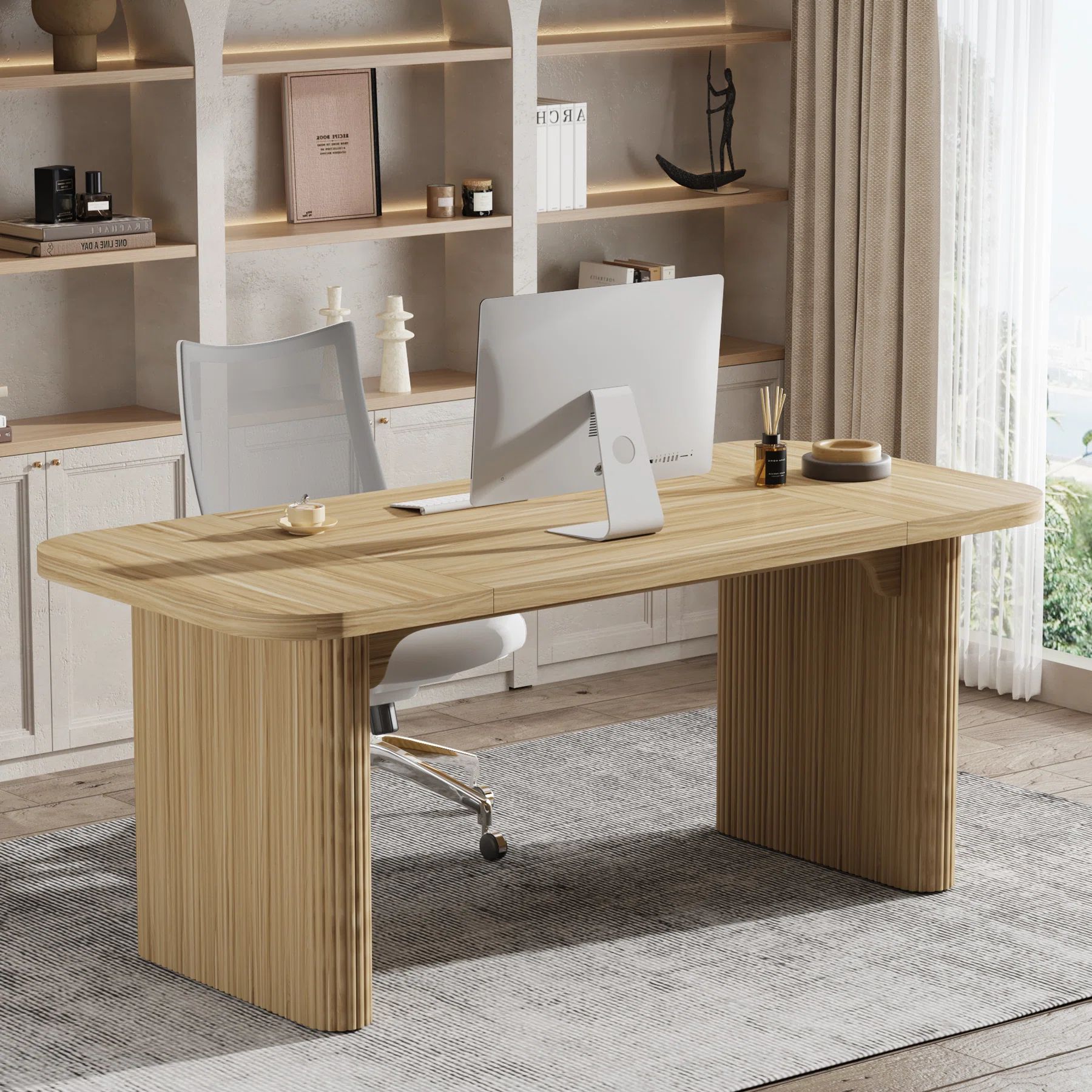 Loon Peak Girace 62.99'' W Modern Simple Executive Computer Desk with Engineered Wood Top and Leg... | Wayfair North America