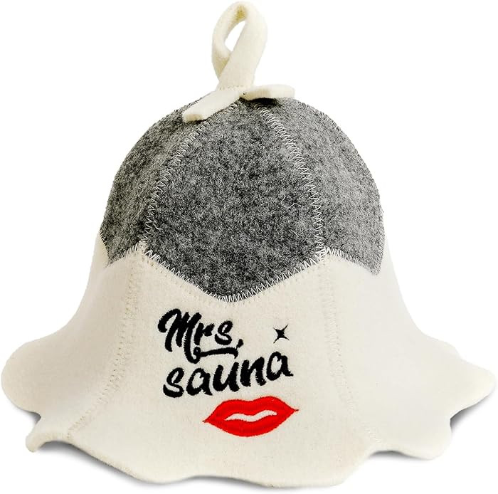 Sauna Hat 'Mrs Sauna' White - 100% Organic Wool Felt Hats for Russian Banya - Protect Your Head f... | Amazon (US)