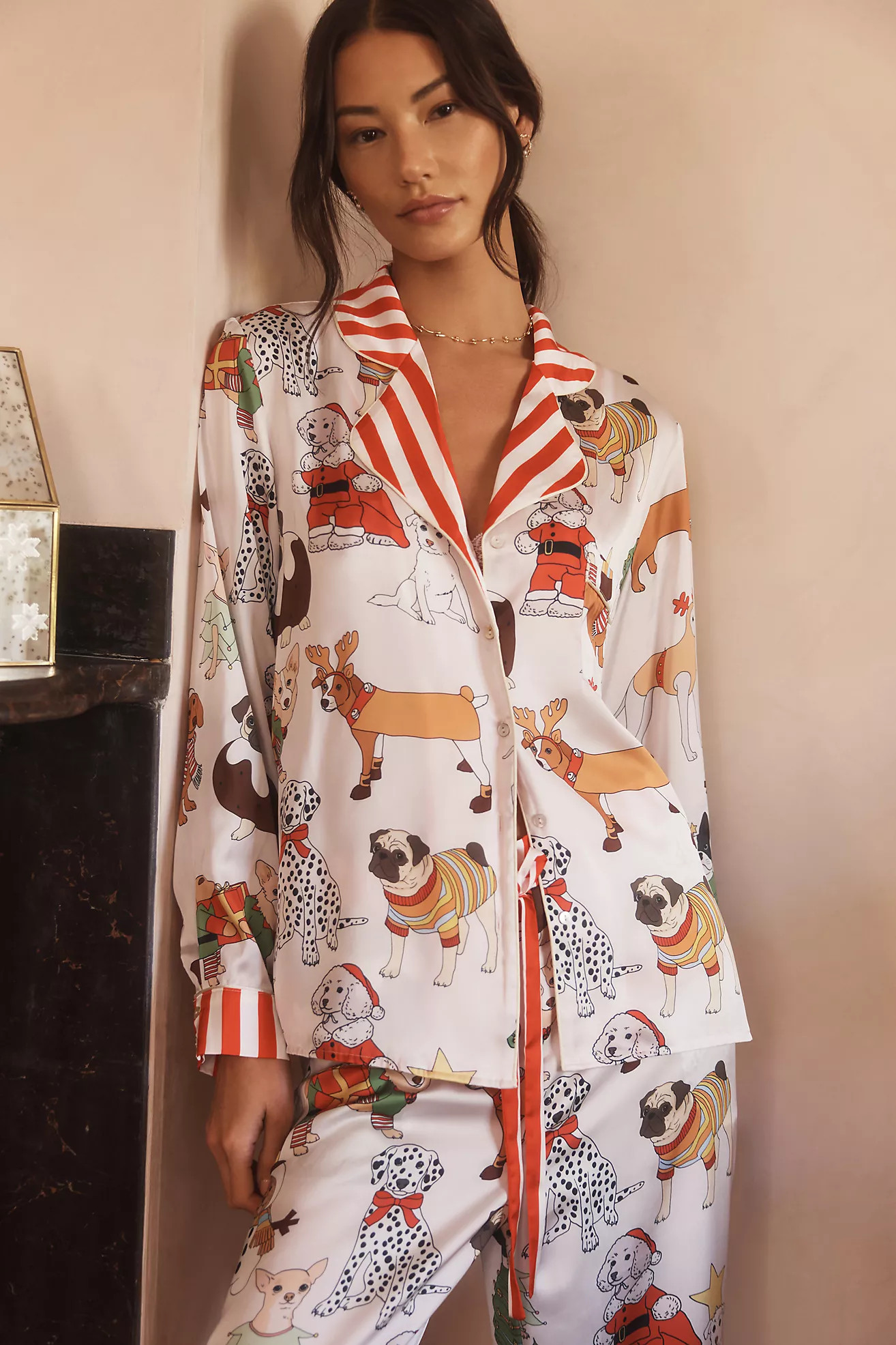 Karen Mabon Holiday Dog Long-Sleeve Pajama Set | Anthropologie (US)