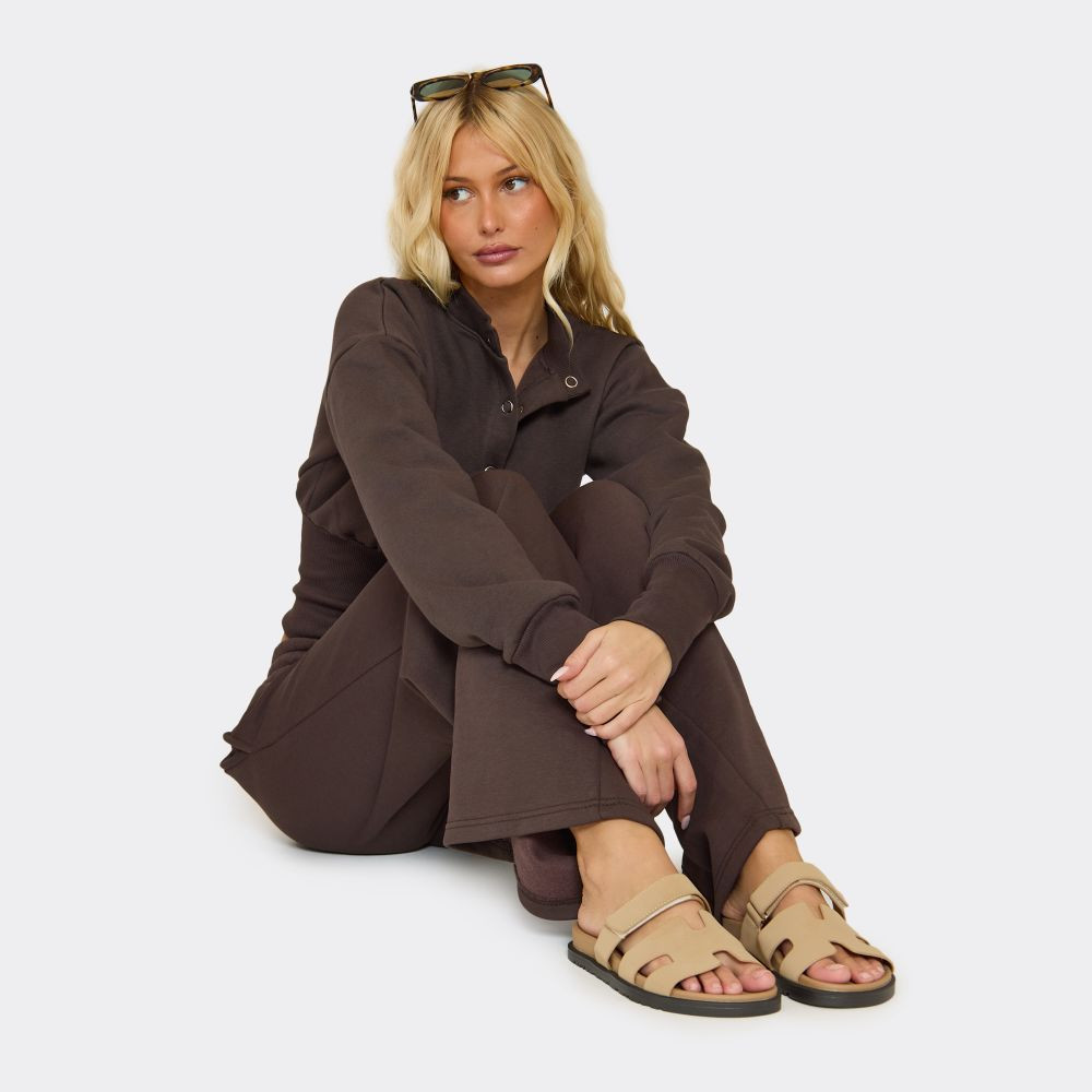 Valerie Gladiator Velcro Strap Flat Slider Sandal In Nude Faux Suede | EGO (UK)