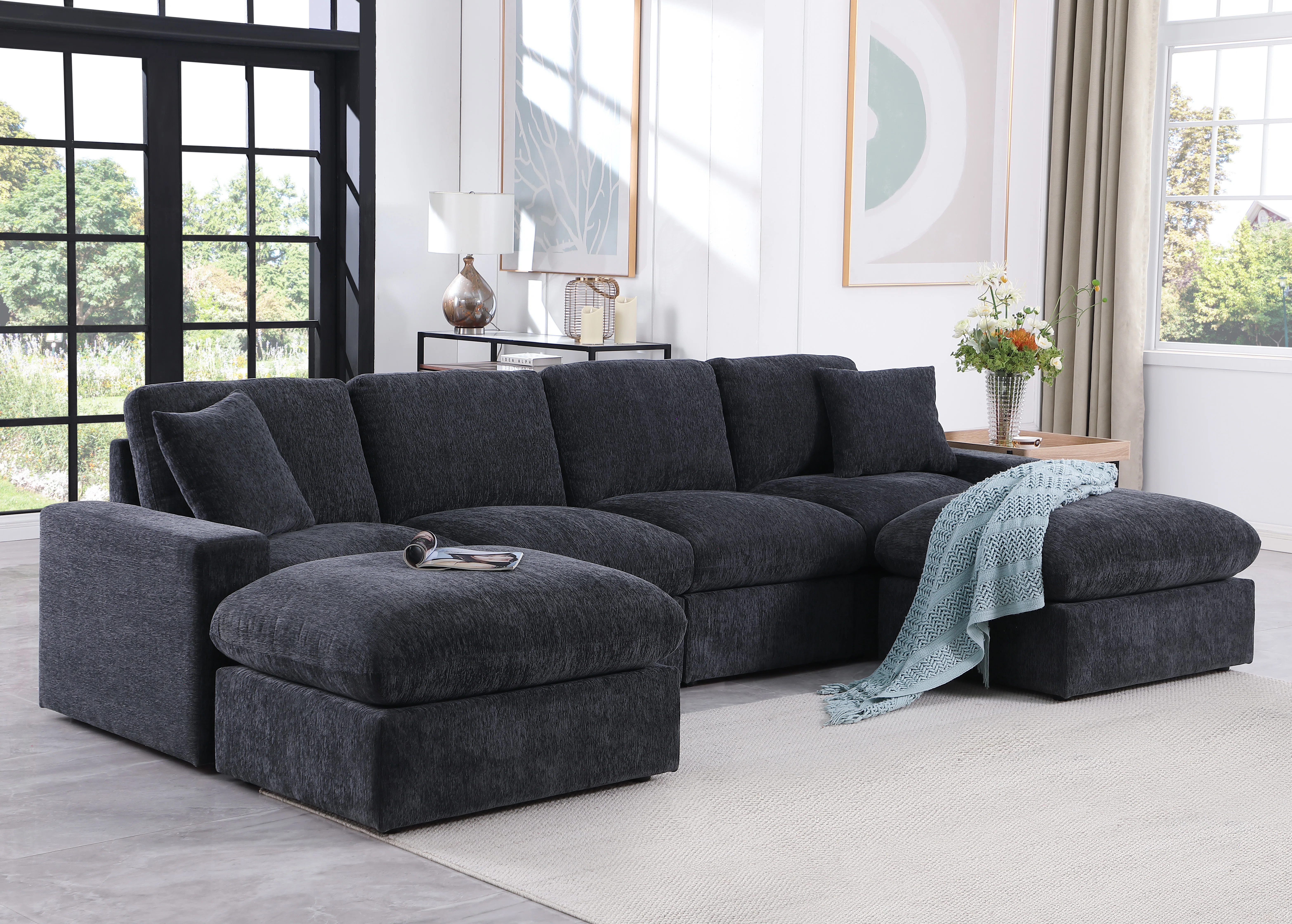 Tolzmann Sectional Sofa With 2 Ottomans | Wayfair North America