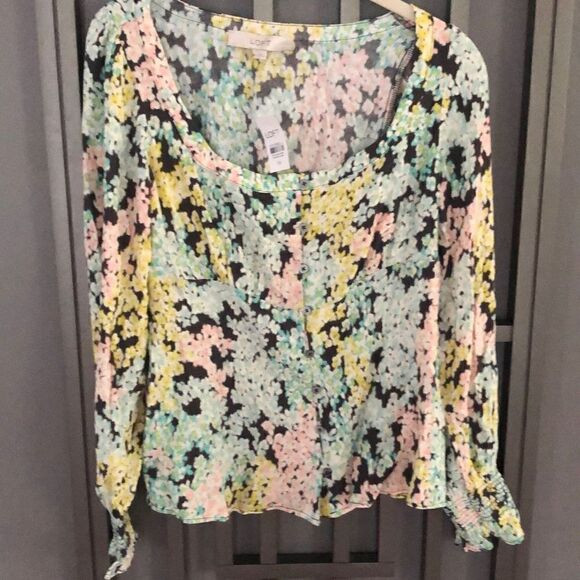 NWT Loft Floral, long sleeve blouse, square square neck blouse top XS | Poshmark