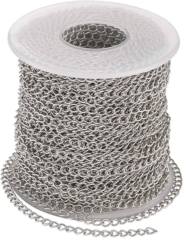 Pandahall 82 Feet/25M Soldered 304 Stainless Steel Curb Chains 4x3x0.6mm Stainless Steel Color Pl... | Amazon (US)
